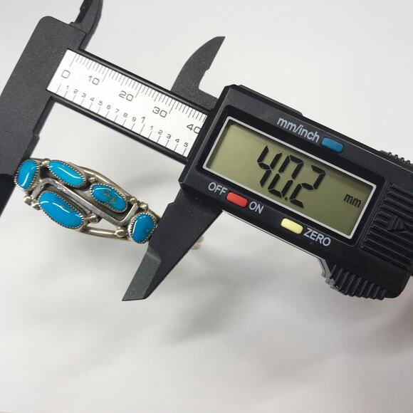 VTG Running Bear Trading Sterling Silver Turquoise Sawtooth Bezel Cuff Bracelet - Picture 5 of 13